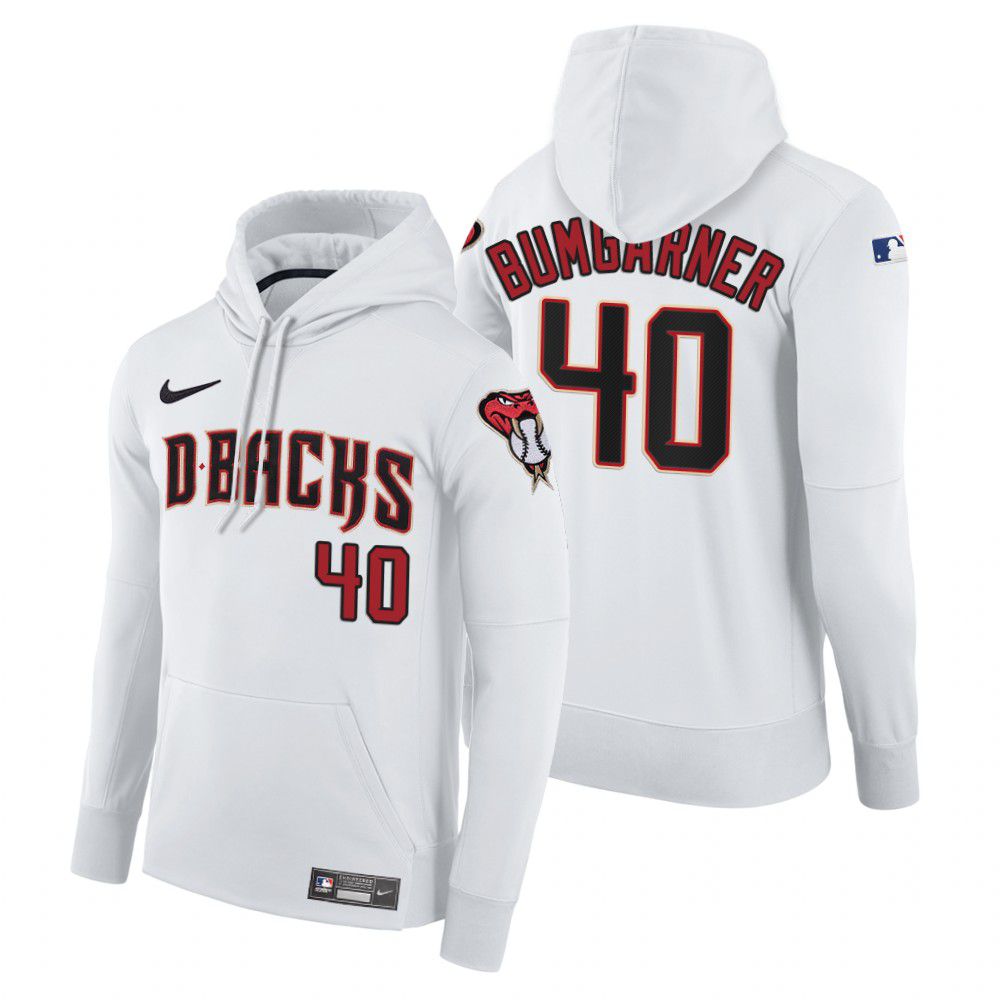 Men Arizona Diamondback #40 Bumgarner white home hoodie 2021 MLB Nike Jerseys